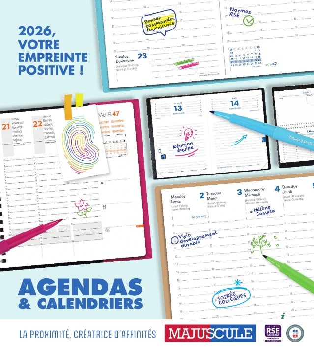 Couverture catalogue Agendas 2026 MAJUSCULE